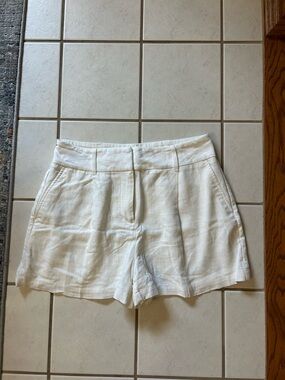 Express White High-Waist Linen-Blend Women's Shorts